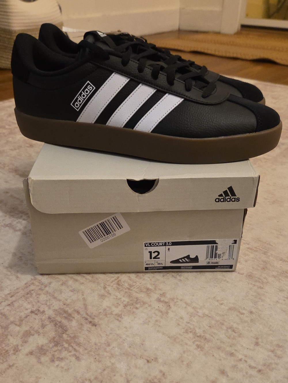 NWT. adidas Black and White VL Court 3.0 Skate Shoes